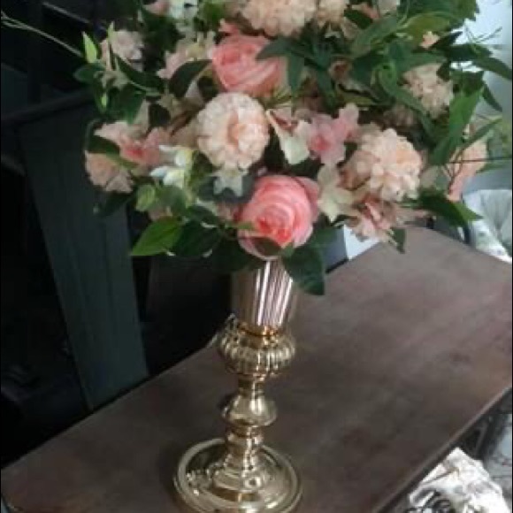 Pink Faux Flower Arrangements Centerpieces w/ Gold - Picture 4 of 6